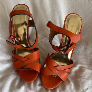 Coach Orange Strappy Heels